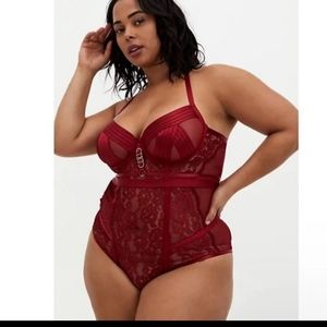 NWOT size 2 red lace cutout bodysuit